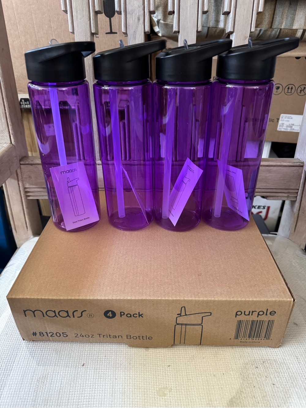 Purple Tritan Water Bottle - 4 Pack